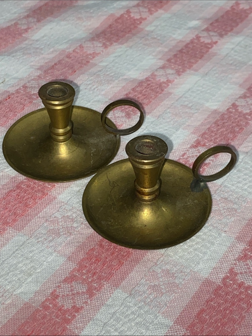 Brass Chamberstick Candle Holders - Gold Pair